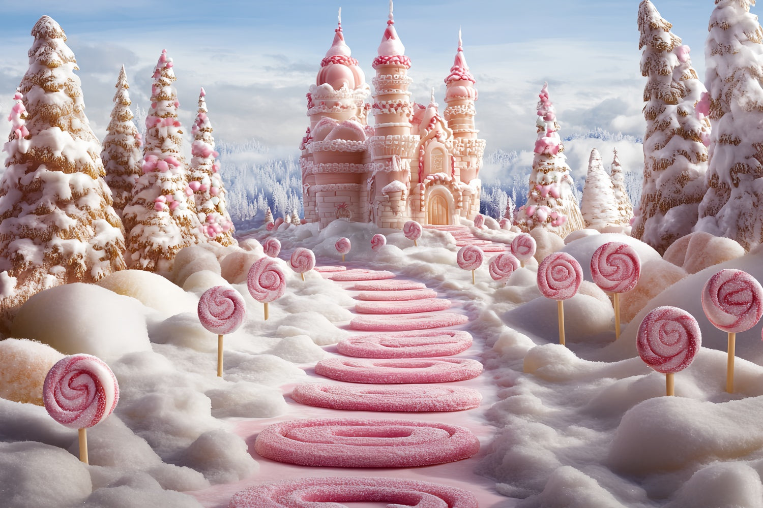 Winter Backdrop Zuckerstange Winterschloss Backdrop CSH57-208