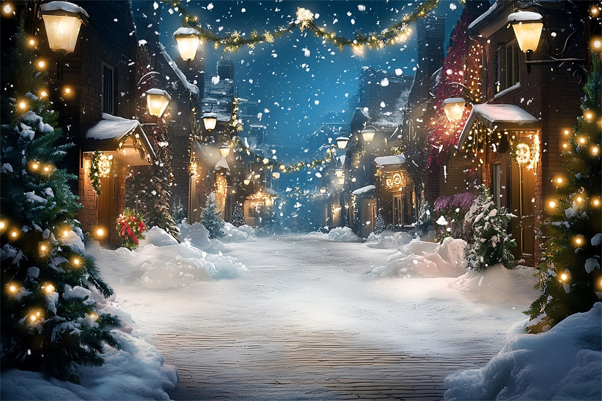 Winter-Fotohintergrund Festliche Lichter Straße Hintergrund CSH57-213