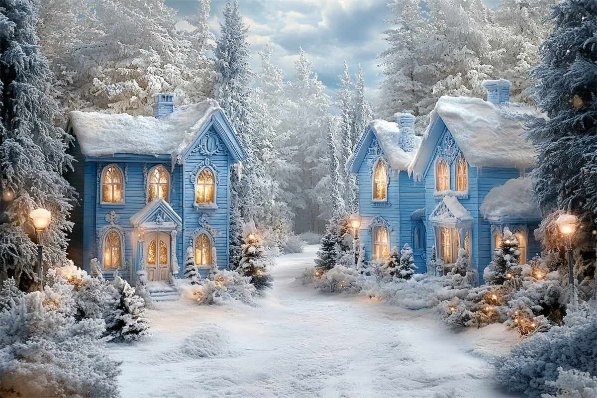 Winter Wonderland Backdrop Schnee Winterhäuschen Backdrop CSH57-228