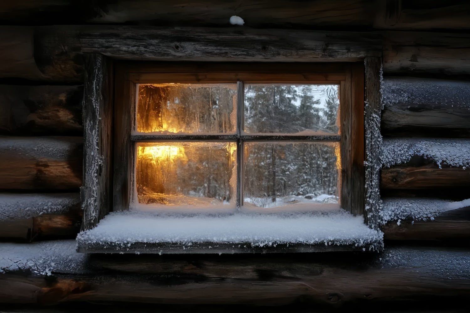 Winter Backdrop Fotografie Frosted Cabin Glow Backdrop CSH57-229