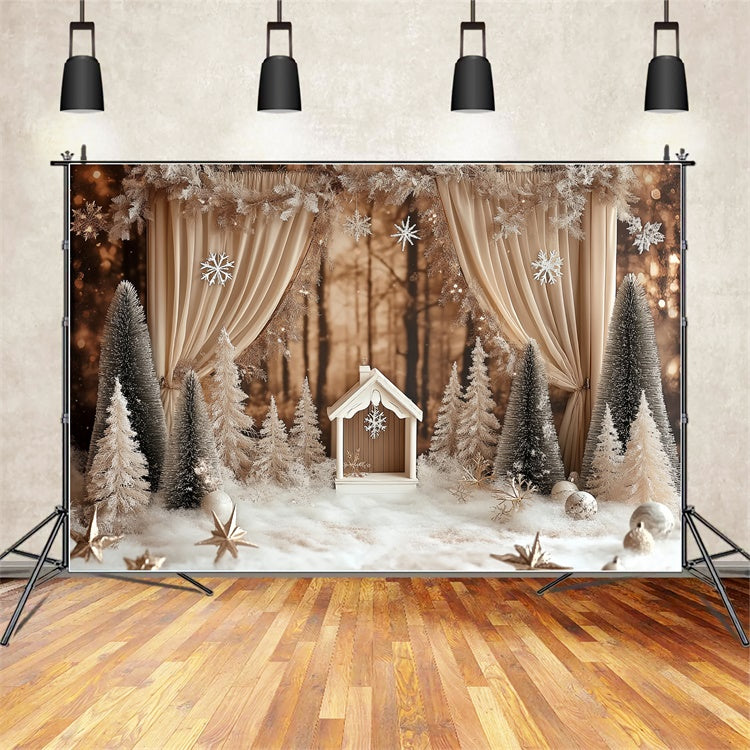 Winter Fotohintergrund Rustic Pines Drapes Backdrop CSH57-236