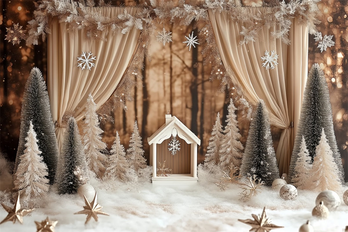 Winter Fotohintergrund Rustic Pines Drapes Backdrop CSH57-236