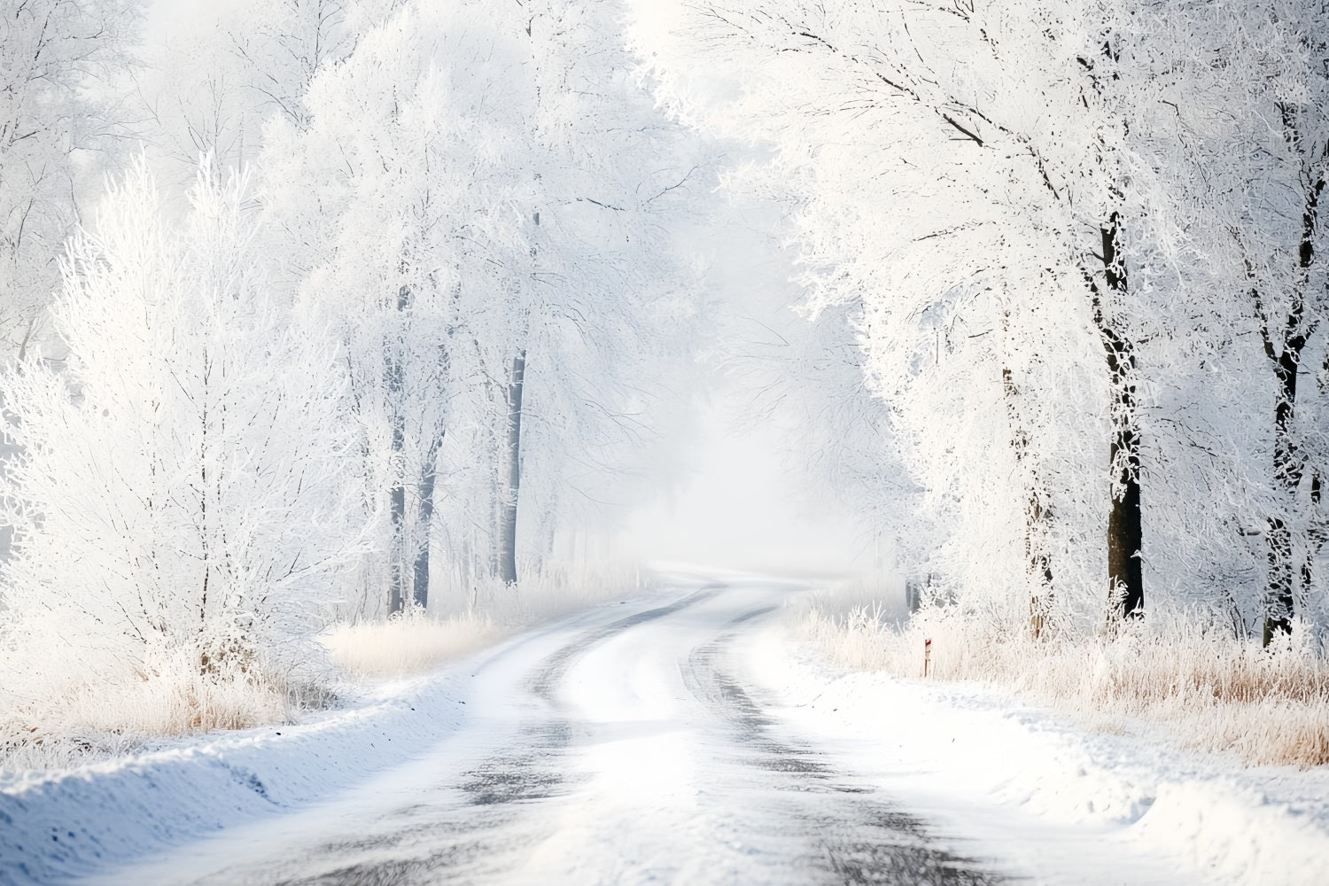 Winter Wald Hintergrund Stille Schnee Kurve Straße Hintergrund CSH57-240