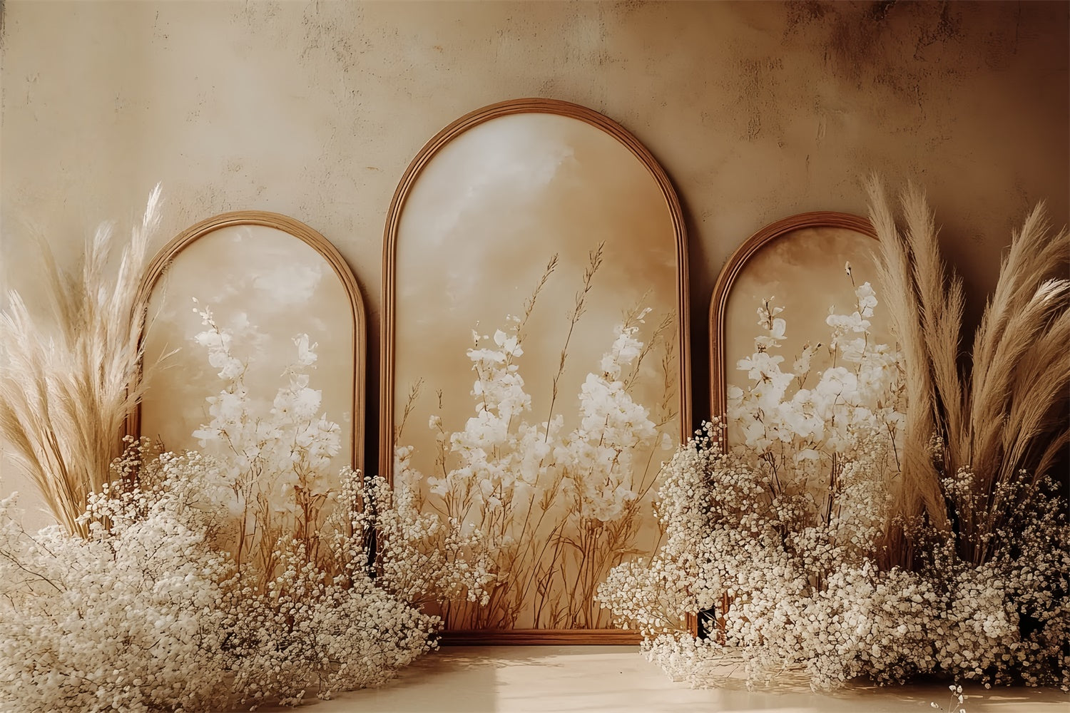 Boho Backdrop Dreifach Bogen Eleganz Floral Foto Hintergrund CSH57-303