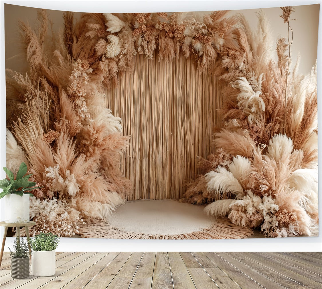 Bohème Stil Hintergrund Rustikale Pampas Blüte Foto Hintergrund CSH57-306