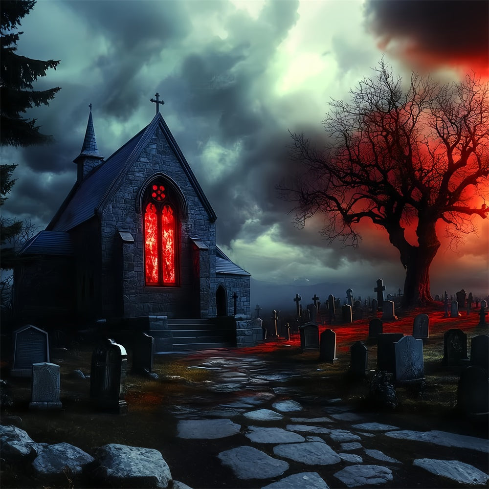 Halloween Friedhof Backdrop Verfluchte Kapelle Gräber Backdrop CSH57-62