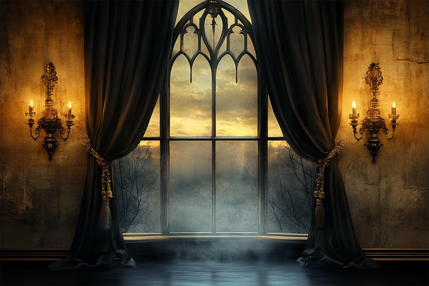 Halloween Backdrop Ideen Dämmerung Gothic Fenster Hintergrund CSH57-65
