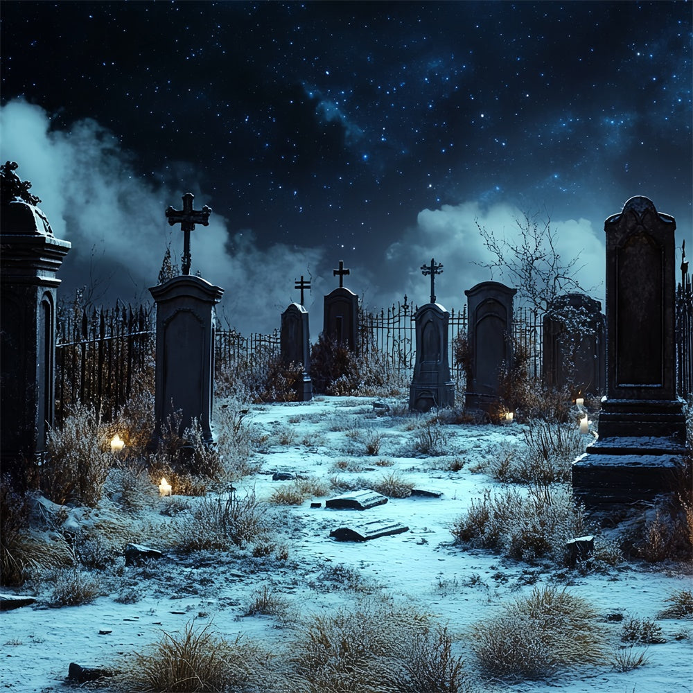 Halloween-Friedhof-Kulisse Sternenlicht-Friedhof-Stille-Kulisse CSH57-66