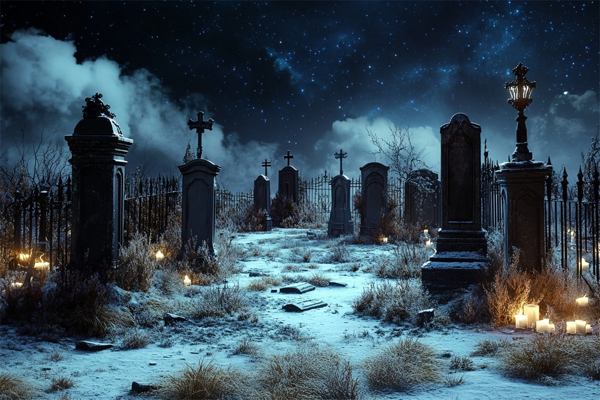 Halloween-Friedhof-Kulisse Sternenlicht-Friedhof-Stille-Kulisse CSH57-66