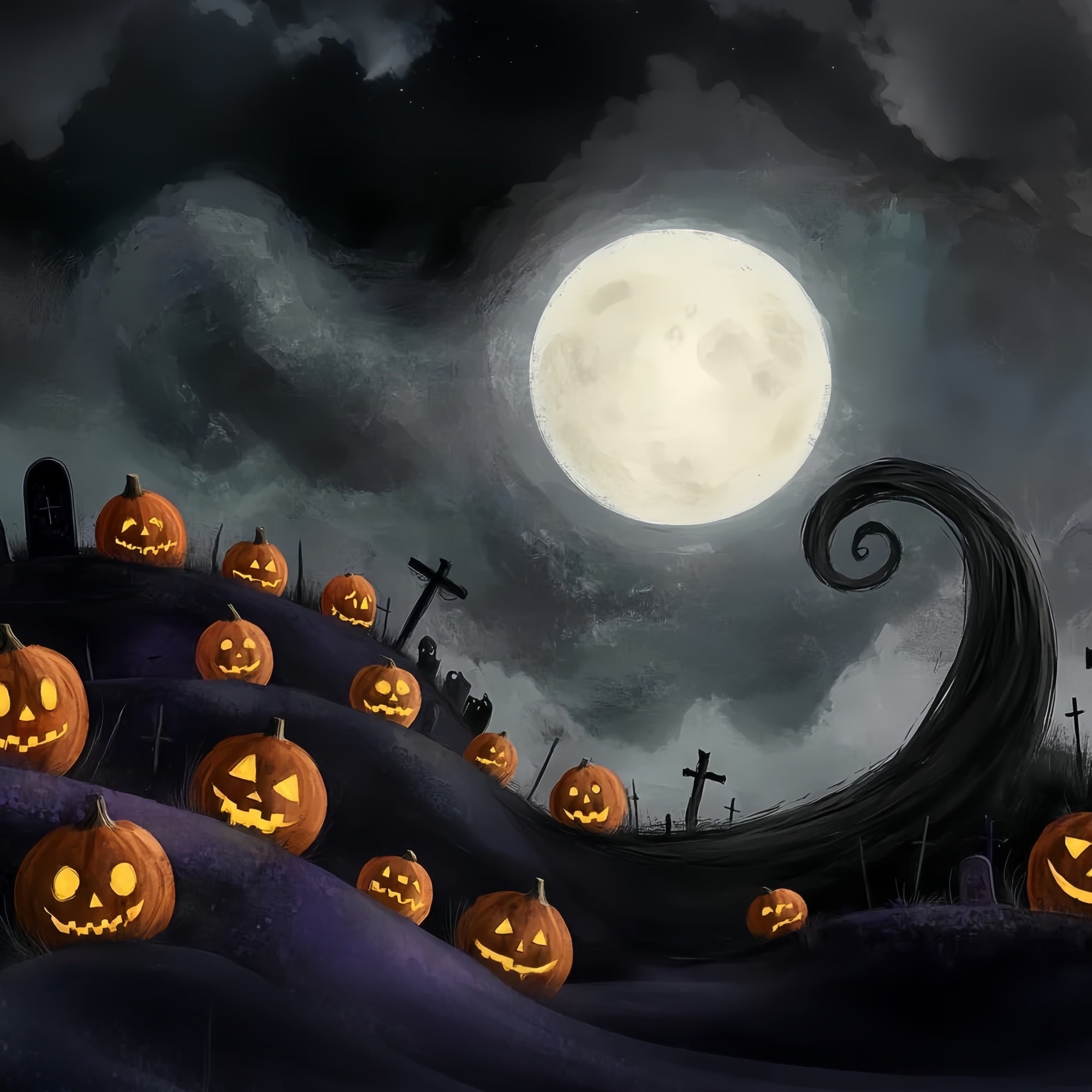 Halloween Mond Backdrop Twisted Hill Mondlicht Backdrop CSH57-70