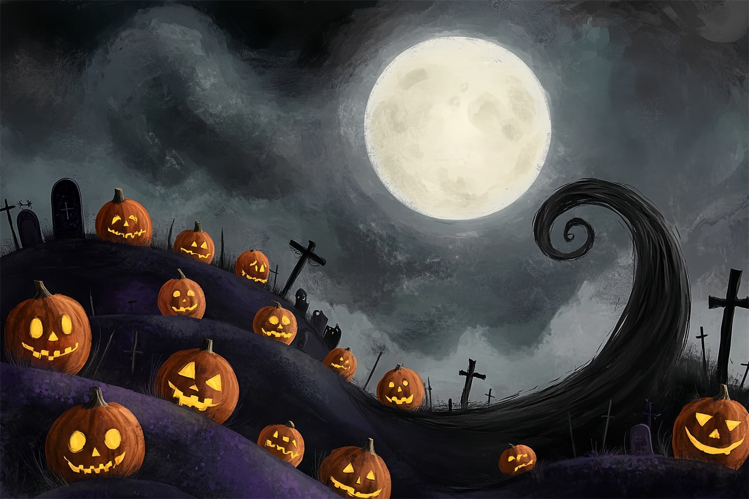Halloween Mond Backdrop Twisted Hill Mondlicht Backdrop CSH57-70