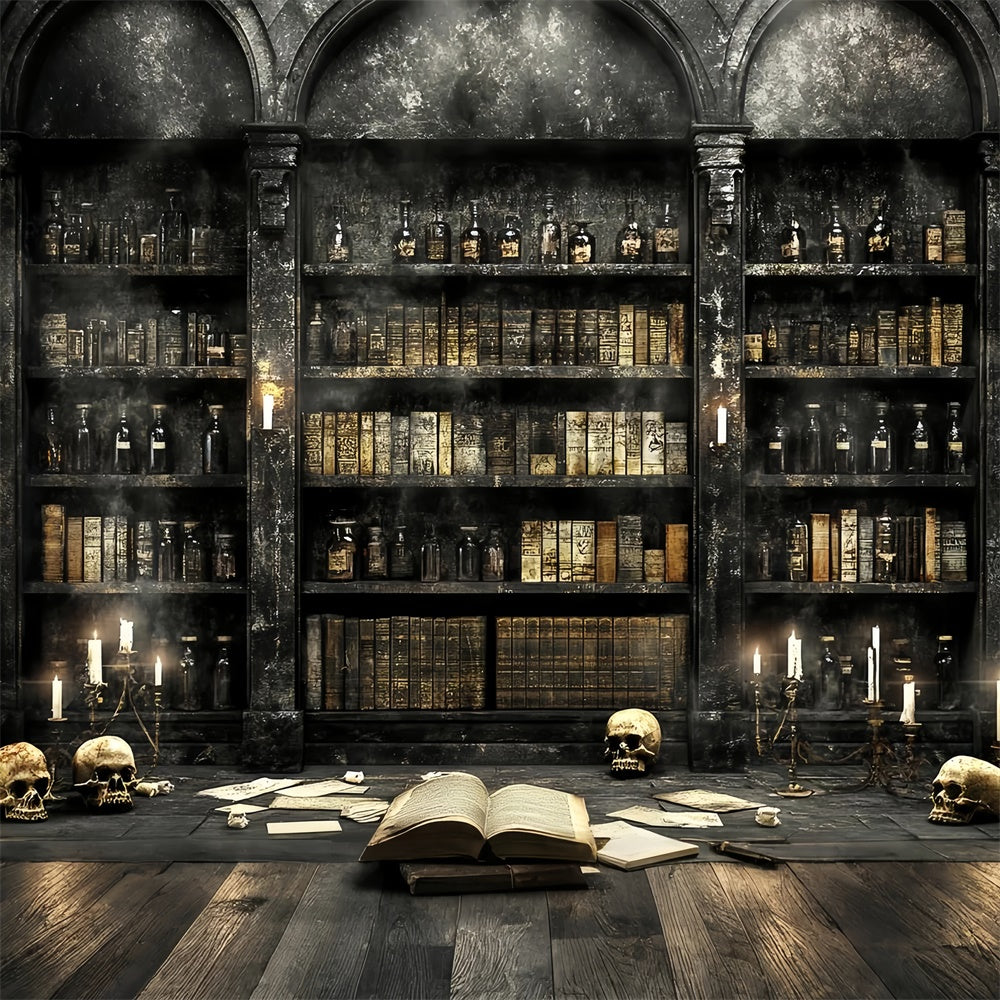 Gespenstische Halloween-Hintergrundkulisse Trankopfer Bibliothek Hintergrund CSH57-71