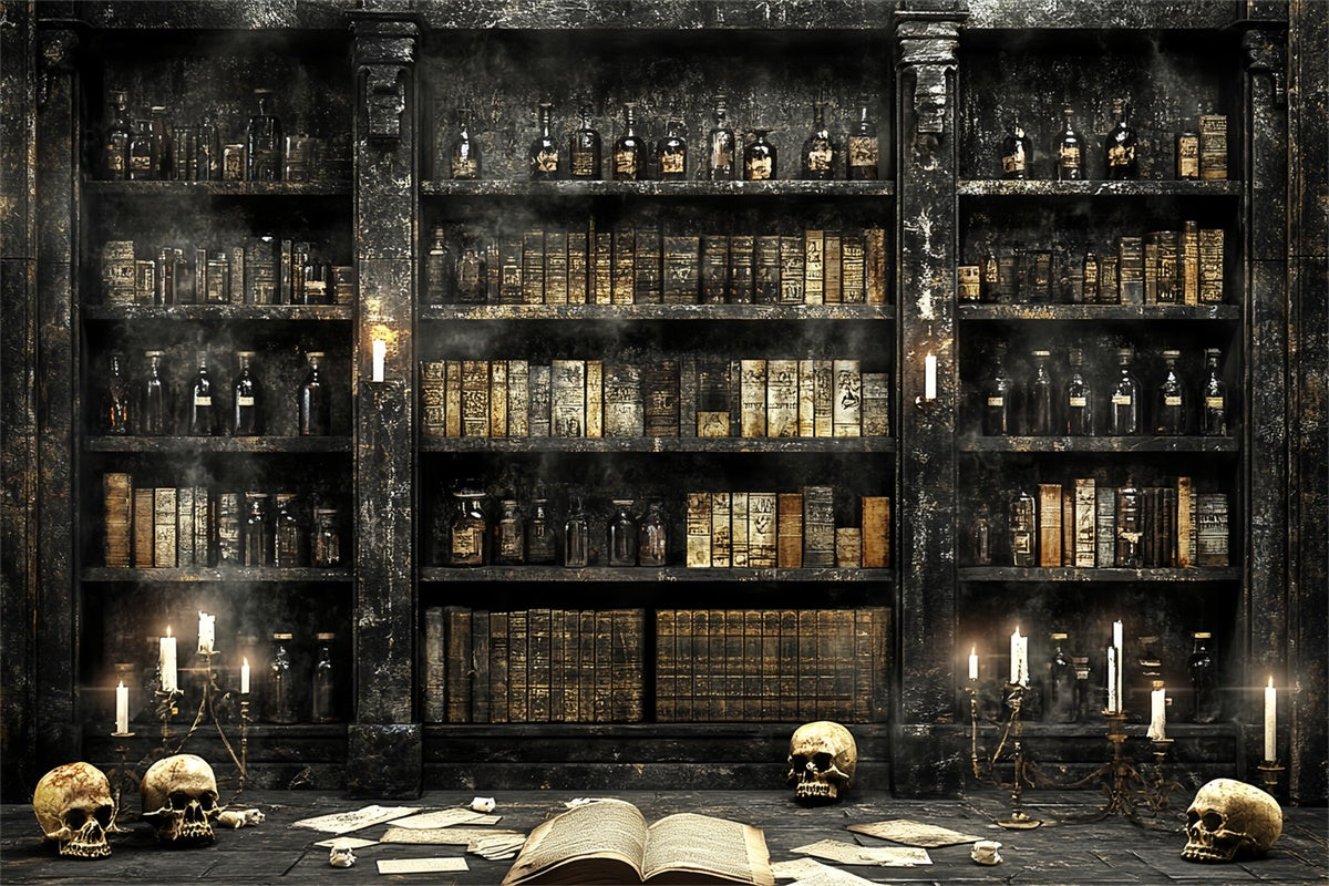 Gespenstische Halloween-Hintergrundkulisse Trankopfer Bibliothek Hintergrund CSH57-71