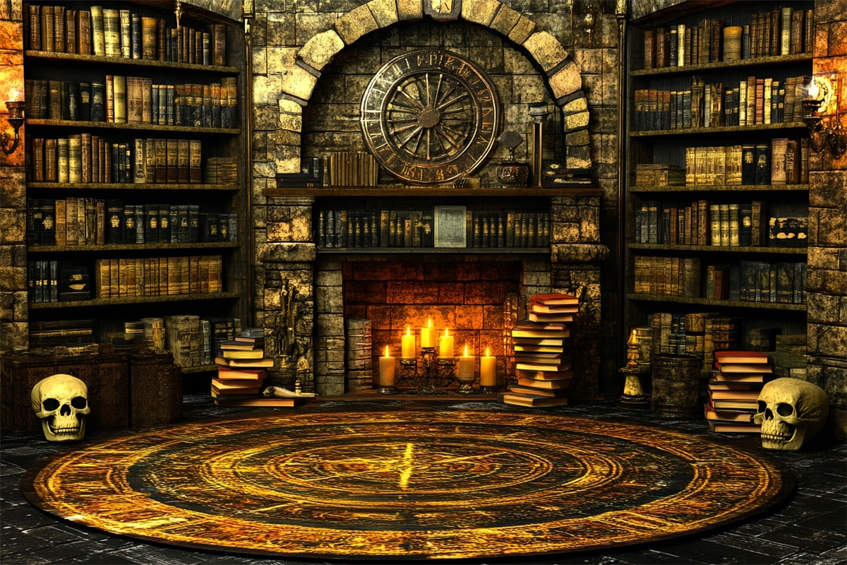 Gruselige Halloween Backdrops Feuerschein Zauberkammer Backdrop CSH57-72