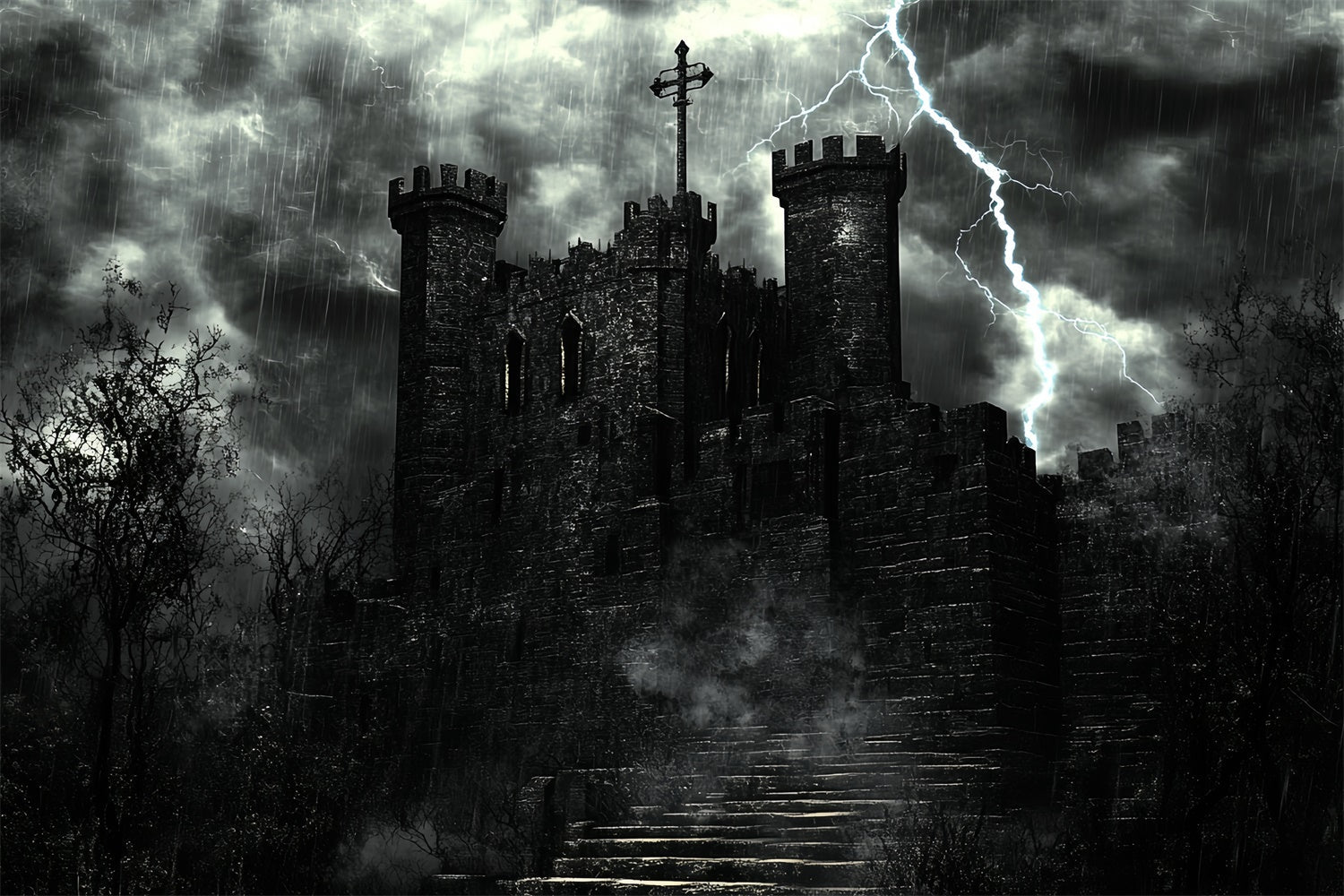 Halloween Backdrops Blitzschlag Spukschloss Backdrop CSH57-73