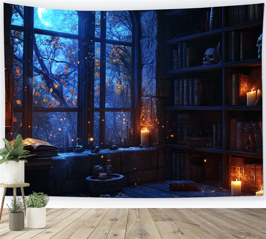 Halloween Backdrop Blauer Mond Bibliothek Glühen Backdrop CSH57-74