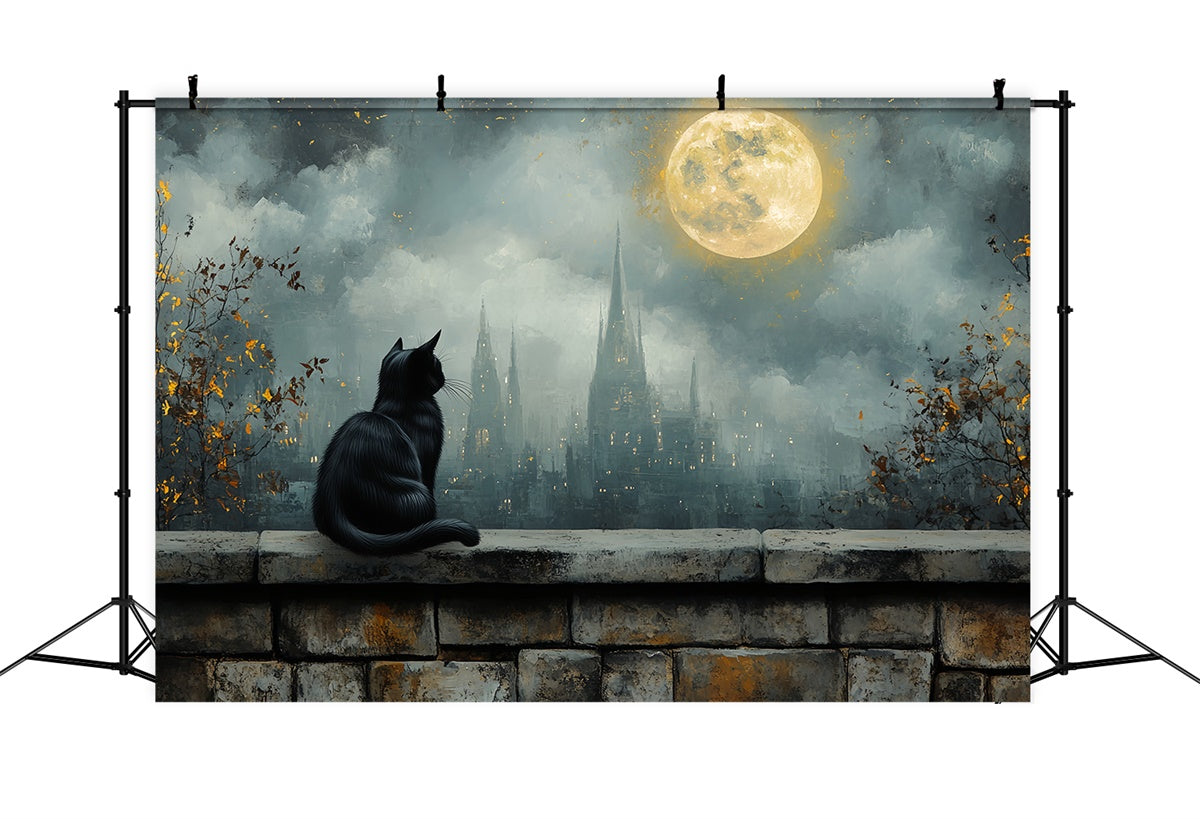 Halloween Mond Backdrop Gothic Mondaufgang Stadt Backdrop CSH57-76