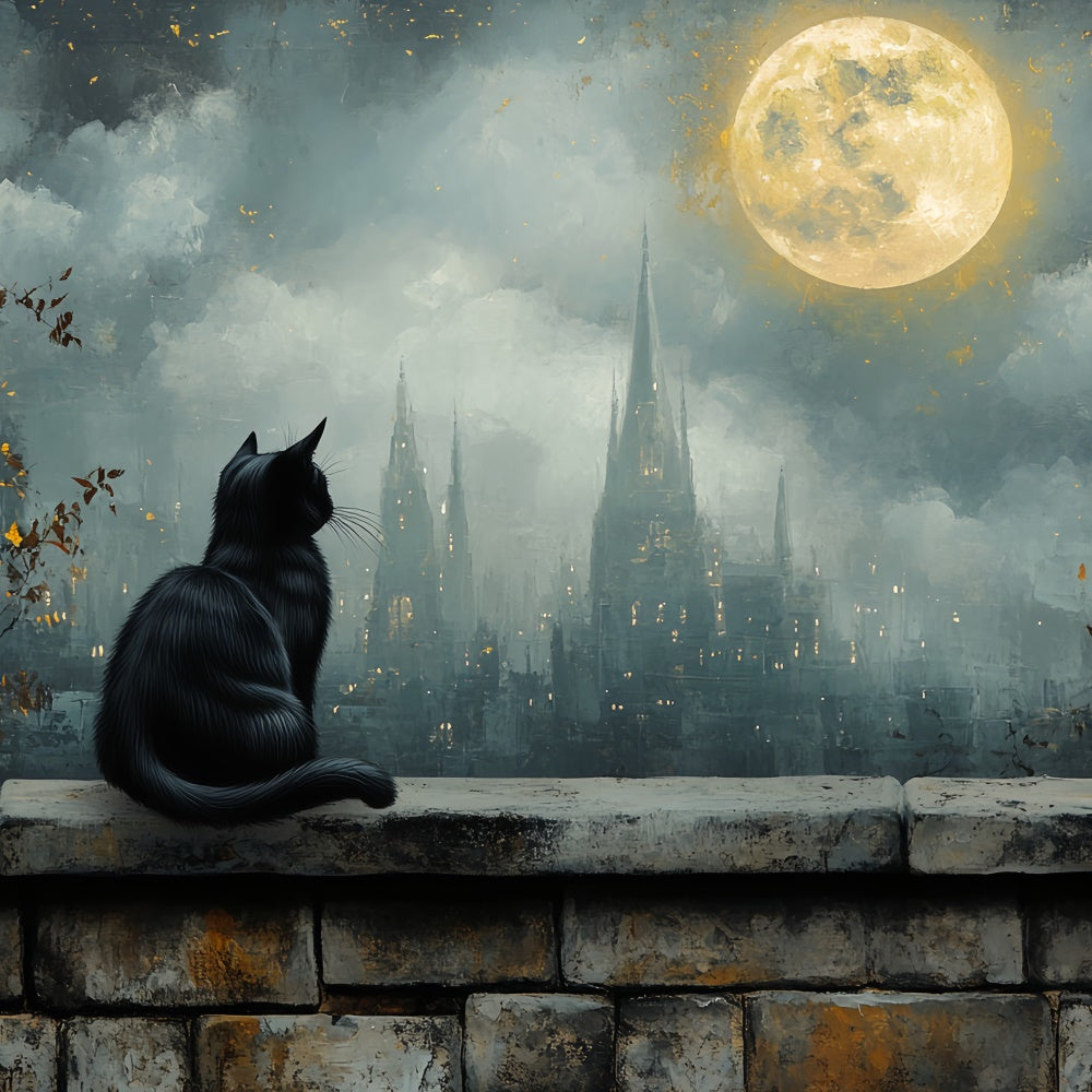 Halloween Mond Backdrop Gothic Mondaufgang Stadt Backdrop CSH57-76