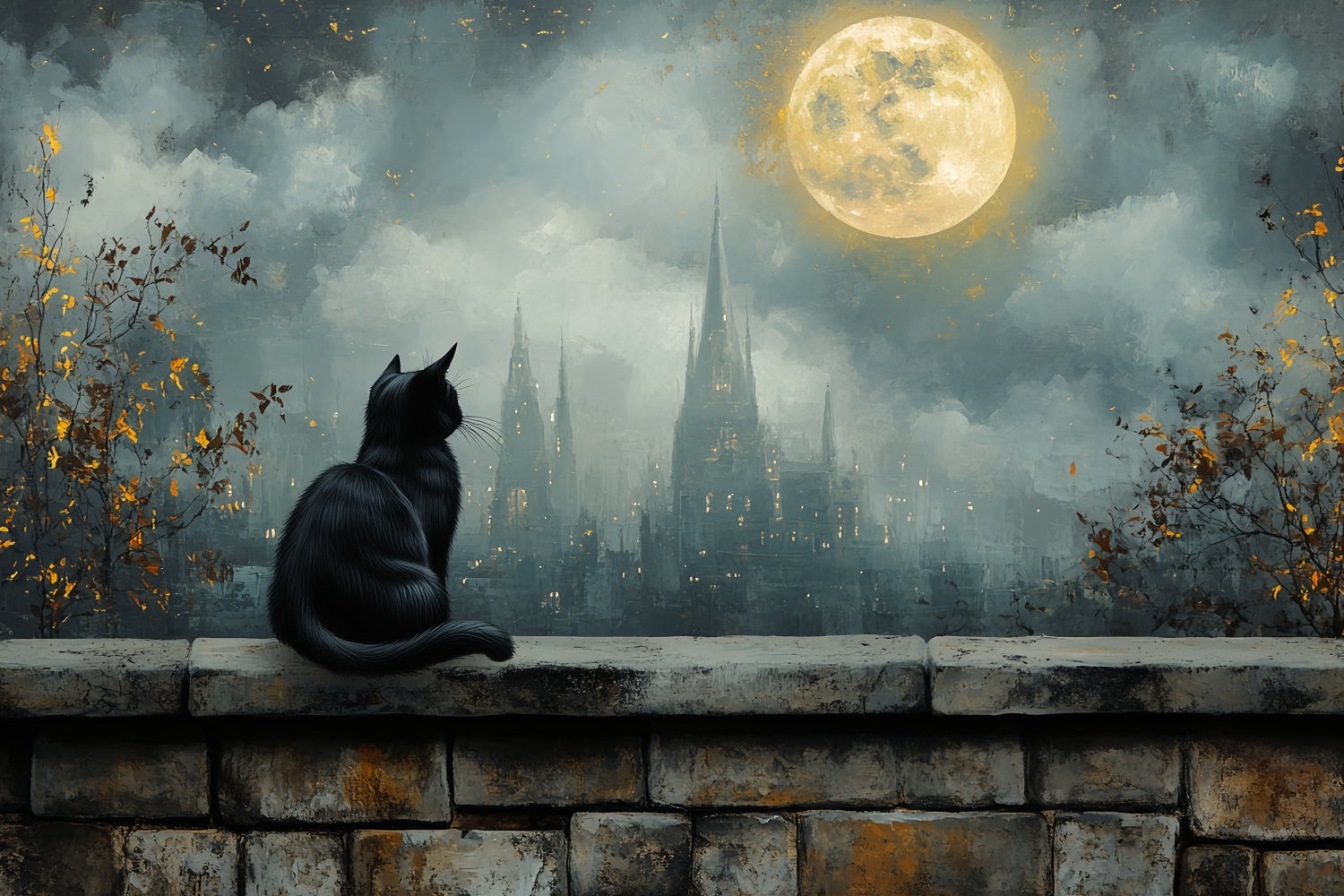 Halloween Mond Backdrop Gothic Mondaufgang Stadt Backdrop CSH57-76
