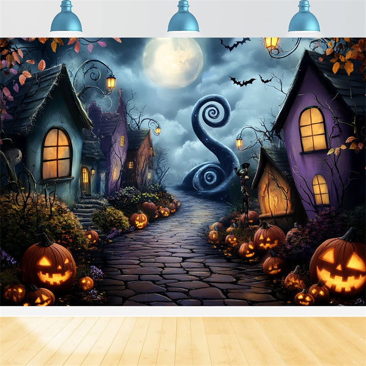 Haunted House Backdrop Kurvige mondbeschienene Gasse Backdrop CSH57-80