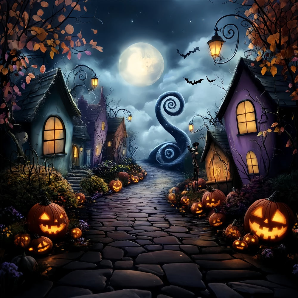 Haunted House Backdrop Kurvige mondbeschienene Gasse Backdrop CSH57-80