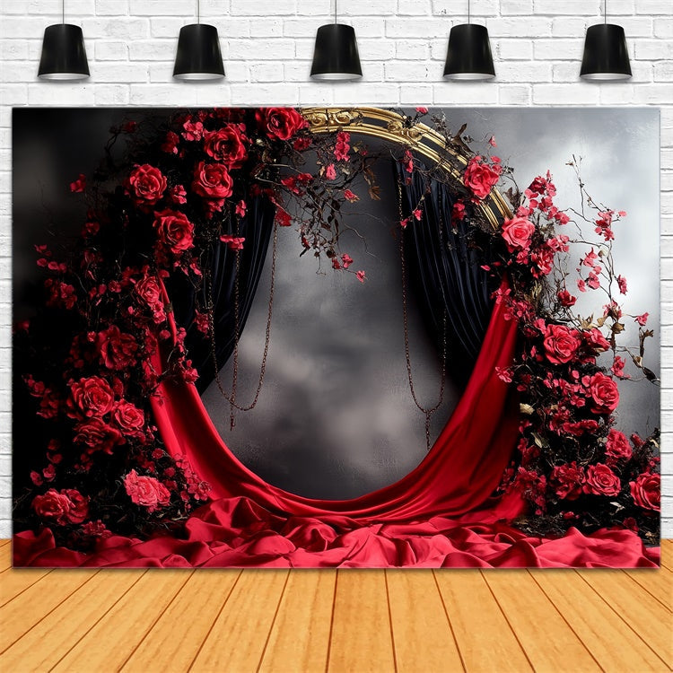Retro Backdrop Scharlachrot Romantik Bogen Vintage Foto Hintergrund CSH57-85