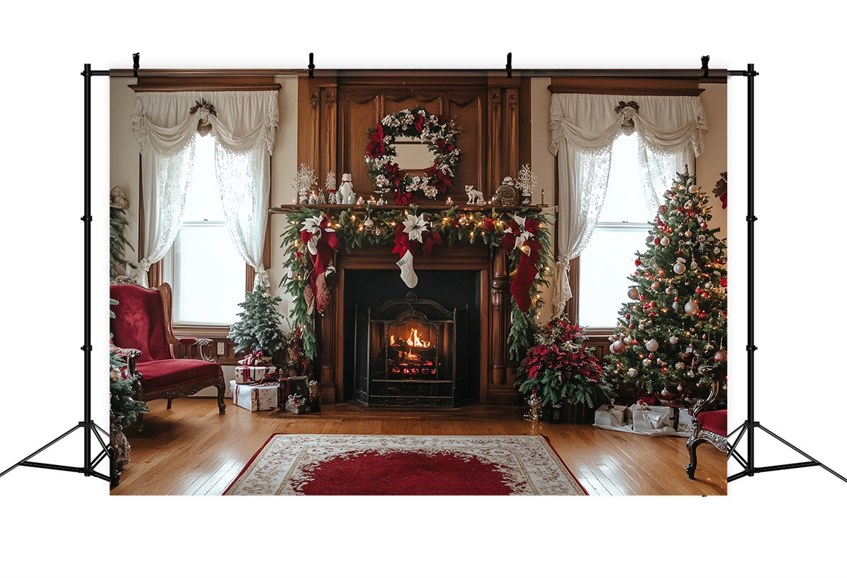 Vintage Weihnachten Backdrop Gemütlicher Kamin Cheer Foto Hintergrund CSH57-91