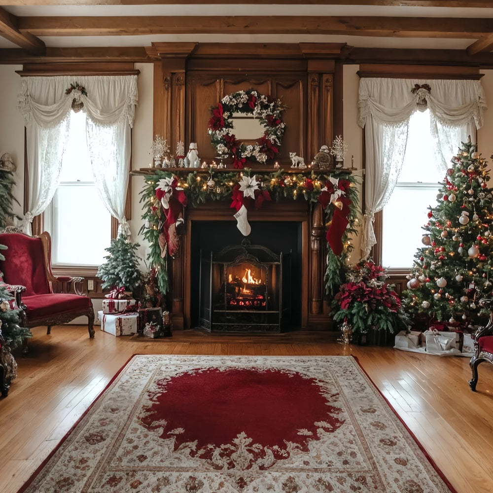 Vintage Weihnachten Backdrop Gemütlicher Kamin Cheer Foto Hintergrund CSH57-91