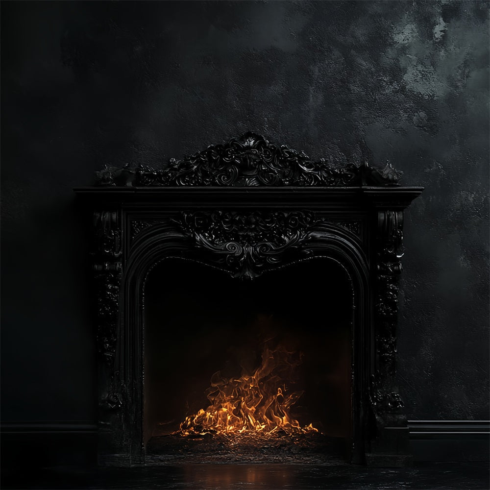 Vintage Studio Hintergrund Mitternachtsflamme Kaminsims Hintergrund CSH57-93
