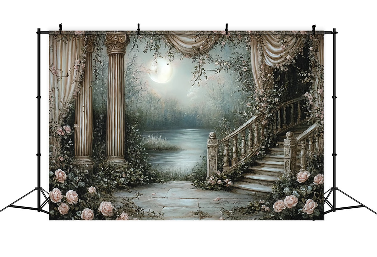Backdrop Vintage Verzauberter mondbeschienener Garten Foto Hintergrund CSH57-95