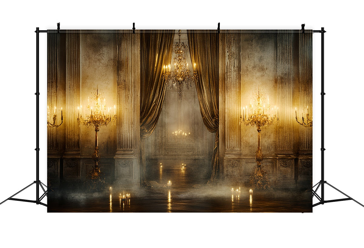 Barocke Hintergrundkulisse Goldener Saal bei Kerzenschein Vintage-Fotokulisse CSH57-99