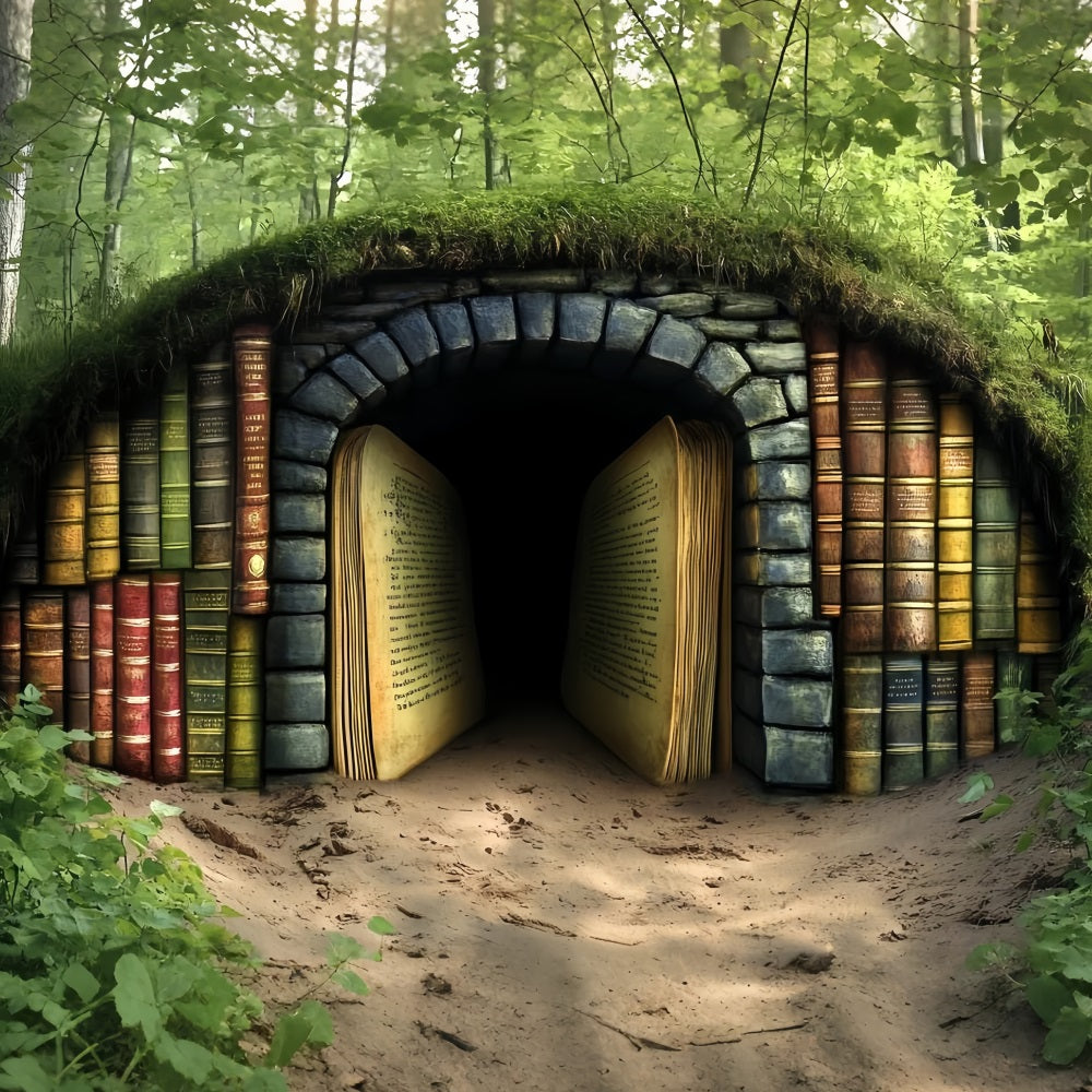BuchFoto Hintergrund Waldtunnel Antike Seiten zurück zu Schule Hintergründe CSH58-113