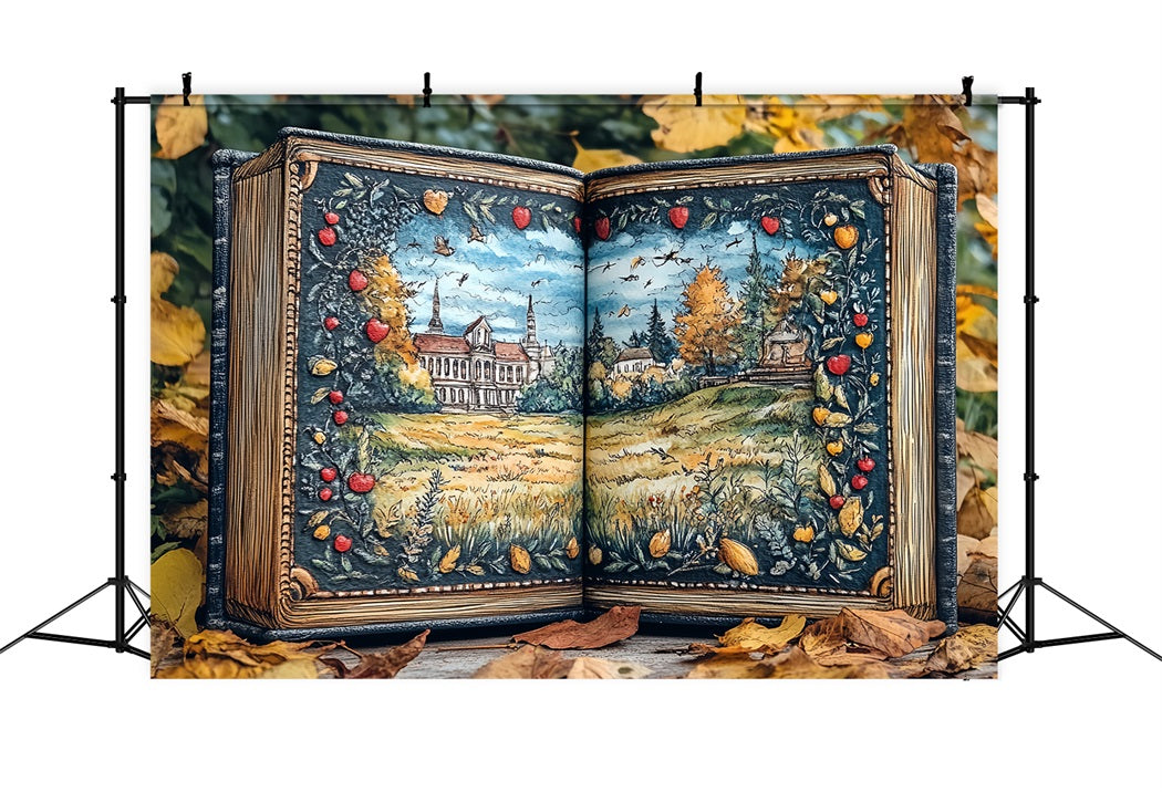 Buch Studio Hintergrund Herbst Märchenbuch Illustrierte Landschaft Schule Foto Foto Hintergrund CSH58-114