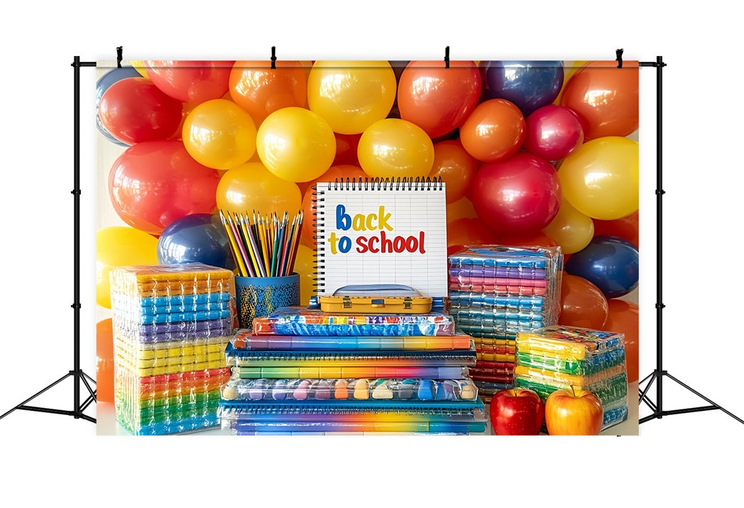 BuchFoto Hintergrund Regenbogen Luftballons Schulbedarf Display SchulFoto Hintergrund CSH58-116