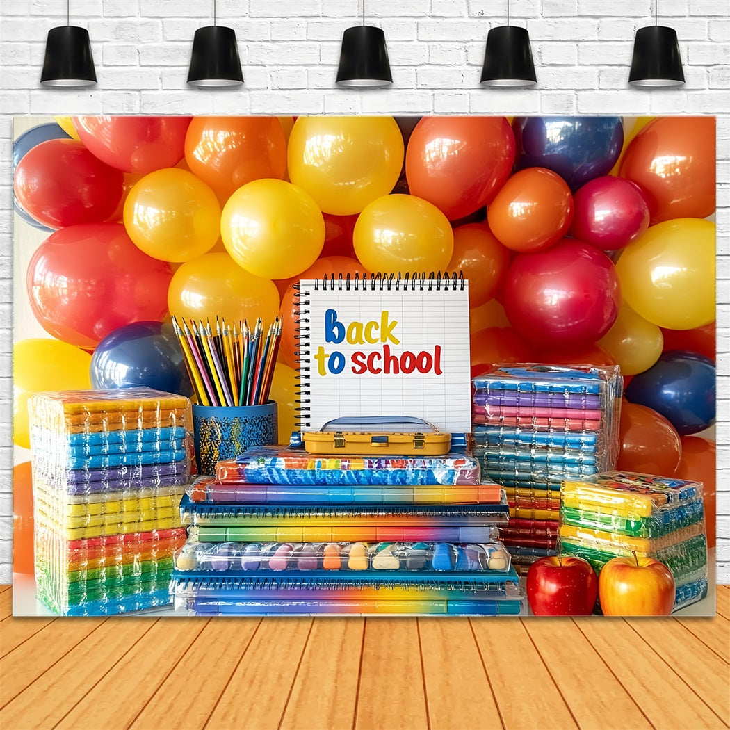 BuchFoto Hintergrund Regenbogen Luftballons Schulbedarf Display SchulFoto Hintergrund CSH58-116