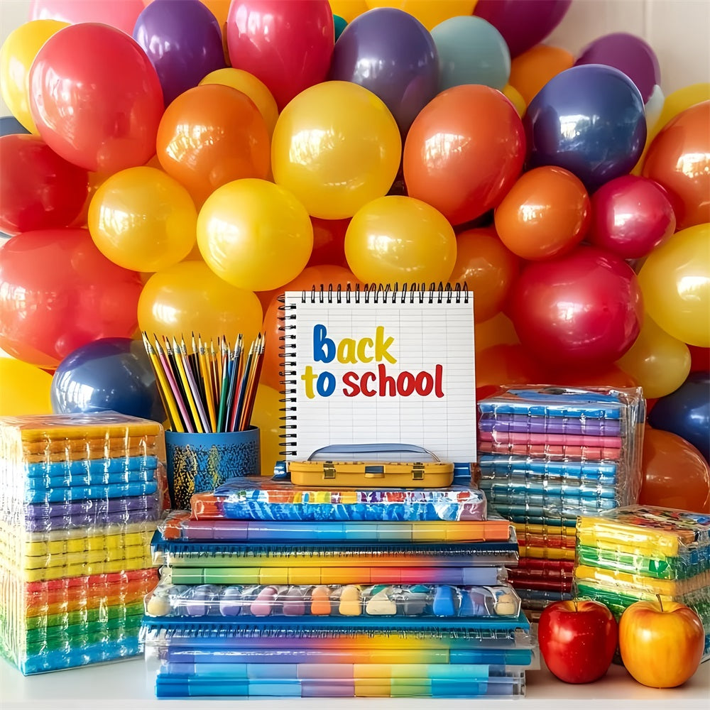 BuchFoto Hintergrund Regenbogen Luftballons Schulbedarf Display SchulFoto Hintergrund CSH58-116