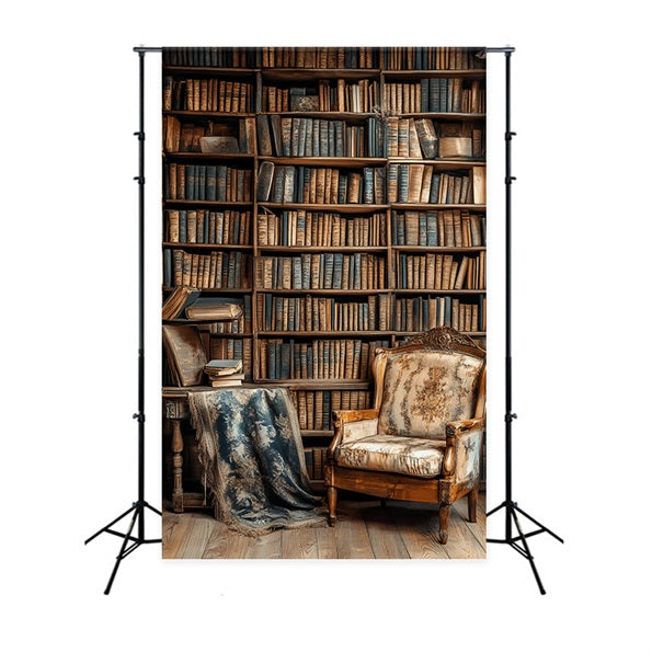 Bücherregal Studio Hintergrund Vintage Bibliothek Sessel Bücherregal Schule Foto Hintergrund CSH58-119