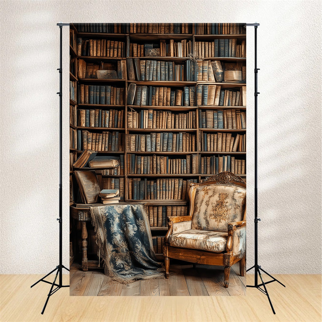Bücherregal Studio Hintergrund Vintage Bibliothek Sessel Bücherregal Schule Foto Hintergrund CSH58-119
