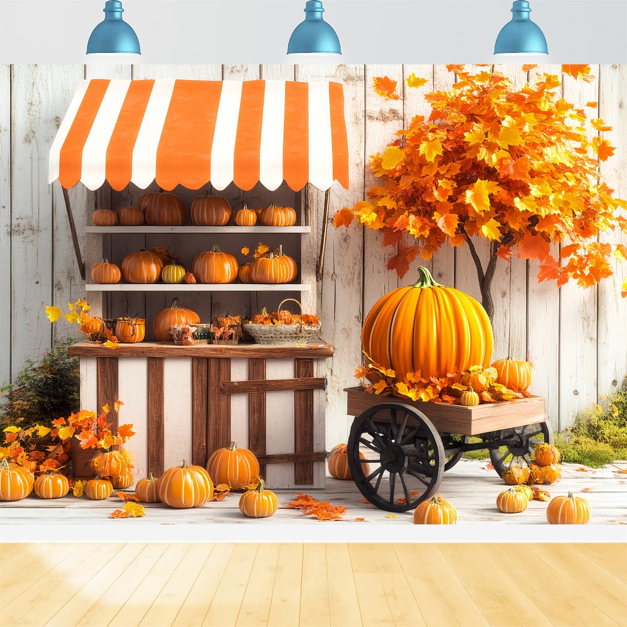 Thanksgiving Foto Hintergrund Kürbiswagen Ernte-Stand Thanksgiving Foto Hintergrund CSH58-125