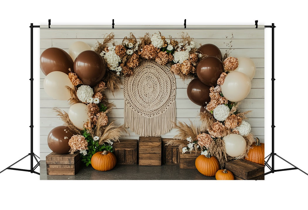 Thanksgiving Foto Hintergrund Kürbis-Ballon Blumenbogen Thanksgiving Studio Hintergründe CSH58-133