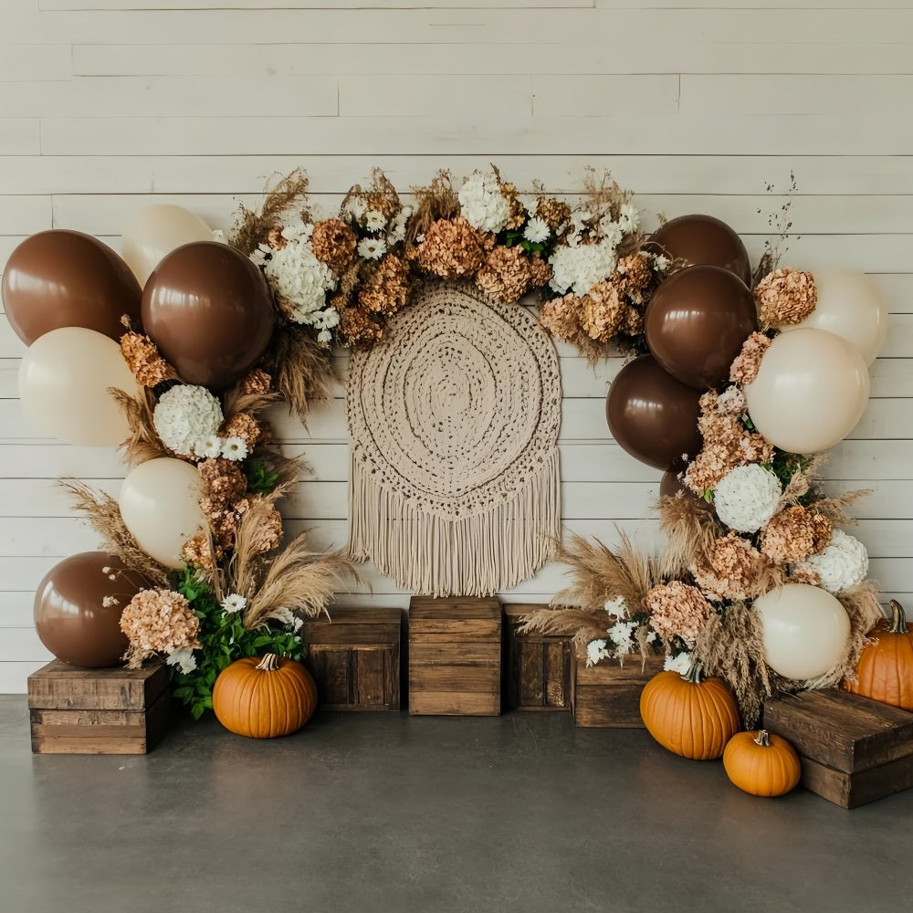 Thanksgiving Foto Hintergrund Kürbis-Ballon Blumenbogen Thanksgiving Studio Hintergründe CSH58-133