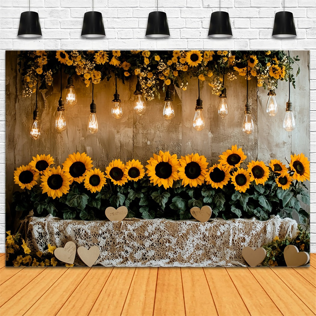 Thanksgiving Foto Hintergrund Sonnenblumen-Lichterkette Display Foto Hintergrund Thanksgiving CSH58-136