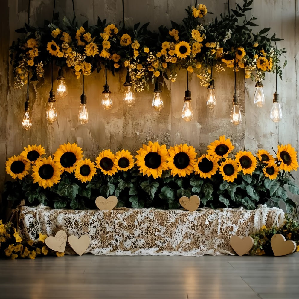 Thanksgiving Foto Hintergrund Sonnenblumen-Lichterkette Display Foto Hintergrund Thanksgiving CSH58-136