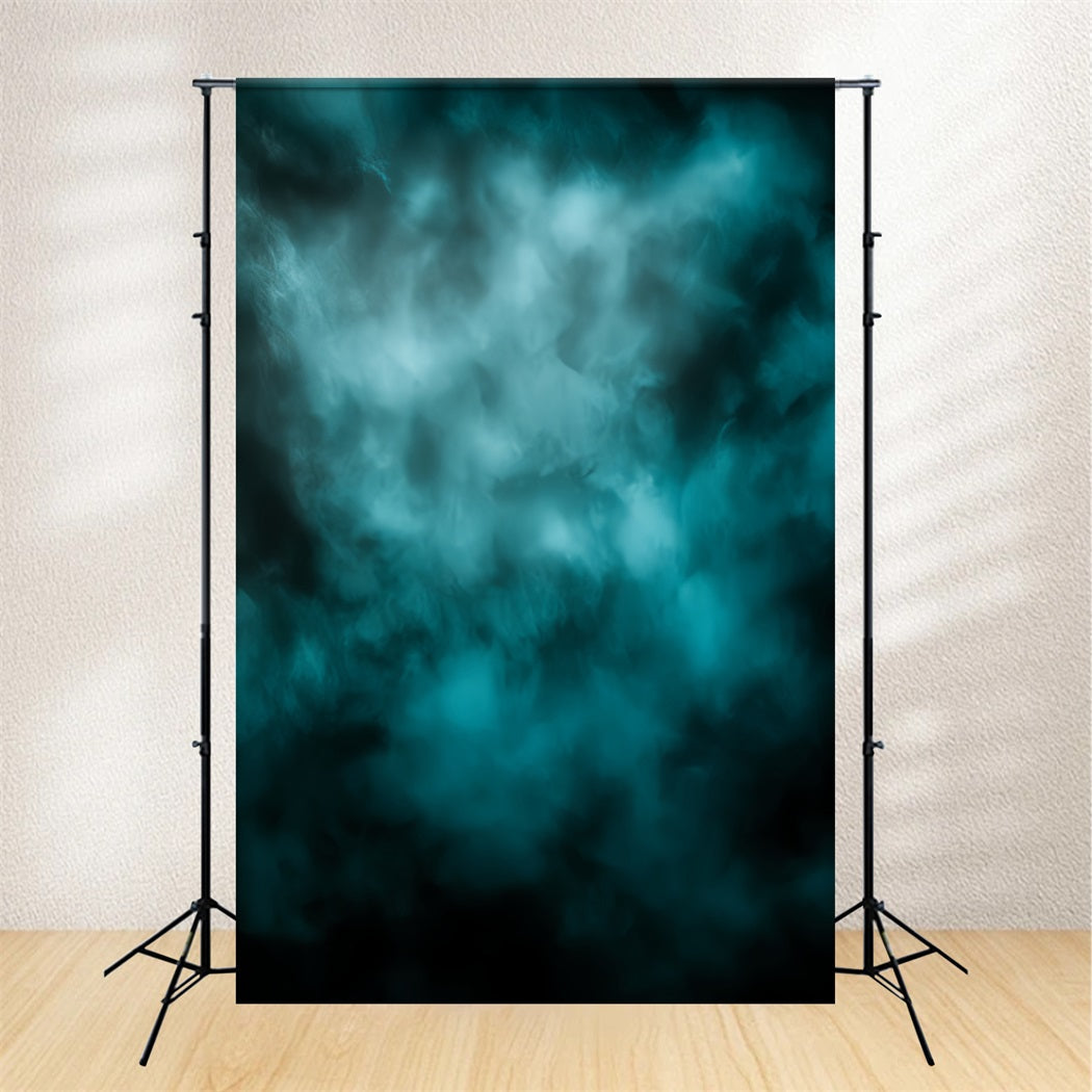 Teal Backdrop Moody Aqua Smoke Texture Abstract Backdrop for Photography CSH58-173