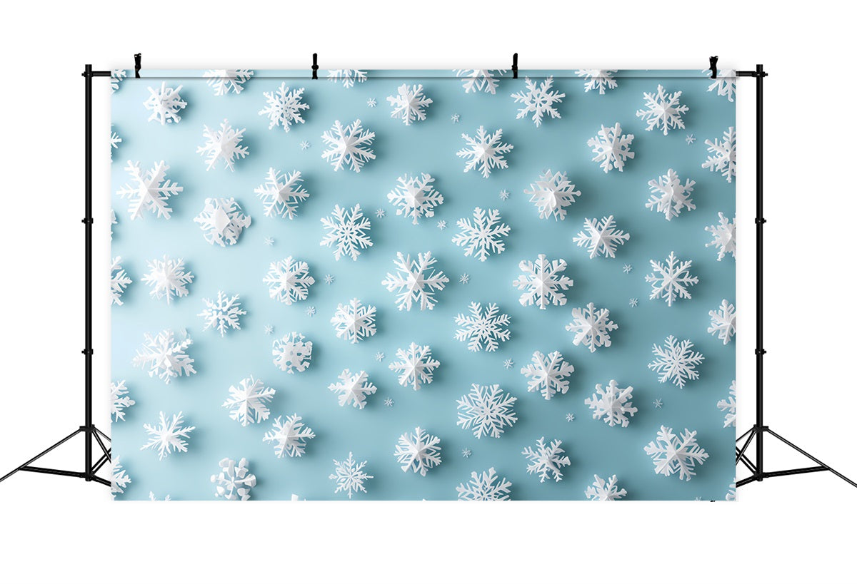Schneeflocken Backdrop 3D weiße Schneeflocken auf Aqua Fotohintergrund Winter Studiohintergrund CSH58-19