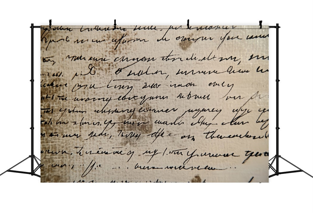 Cream Backdrop Vintage Handwritten Script Pattern Abstract Photography Backdrop CSH58-199