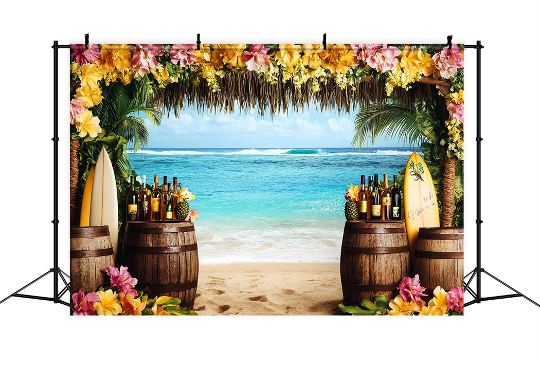 Sommer-Ozean-Hintergrund Tropisches Surfbrett Tiki-Bar Sommer Studio Hintergründe CSH58-213