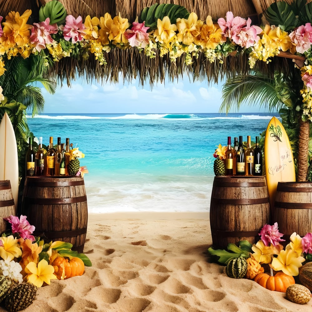 Sommer-Ozean-Hintergrund Tropisches Surfbrett Tiki-Bar Sommer Studio Hintergründe CSH58-213