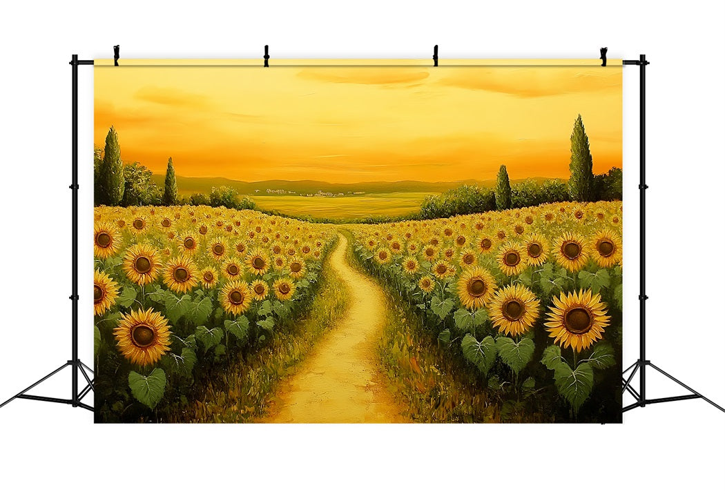 Herbst-Sonnenblumen-Hintergrund Goldener Sonnenuntergang Sonnenblumenweg Herbst Fotohintergrund CSH58-218