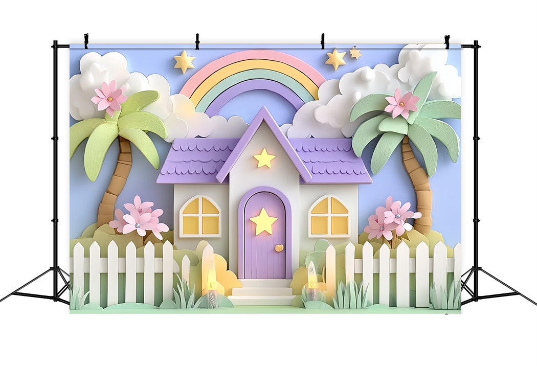 Neugeborenen Backdrops Pastellfarbenes Regenbogenhäuschen Fantasie Neugeborenen Foto Hintergrund CSH58-237